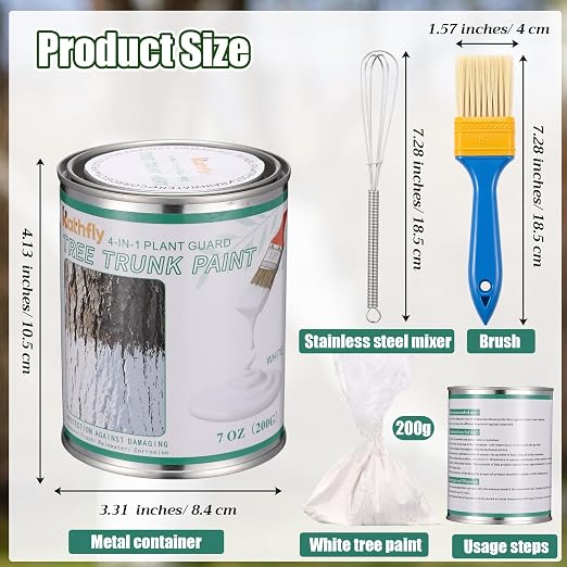 Kathfly 1 Pack Tree Paint Kit Tree Whitewash Trees Trunk Protection with Tinplate Container Whisk Brush for Fruit Nut Ornamental Trees Sapling Garden Yard Orchard (7" Whisk,Small Blue Brush)