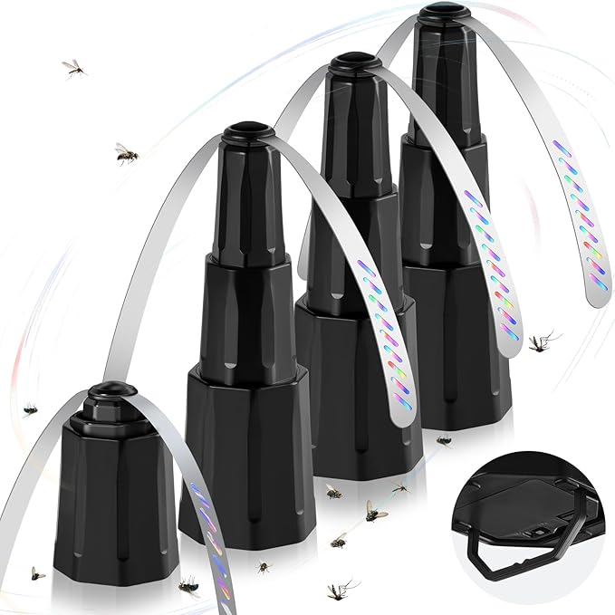 Fly Fans for Tables, Bug Fans with Holographic Blades, Battery Operated Fly Repellent Fan, Keep Flies Away from Picnic, BBQ, Restaurant, Party, Indoor and Outdoor, 4 Pack