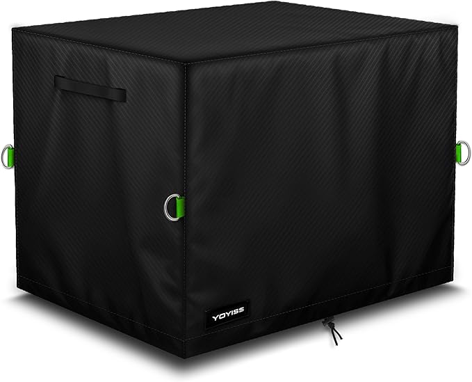Outdoor Generator Cover. 28L×28W×26H Inches, Equipped with A Wind-resistant Securing Rope. Suitable for Most Generators 5000-12000 Watts. Black.