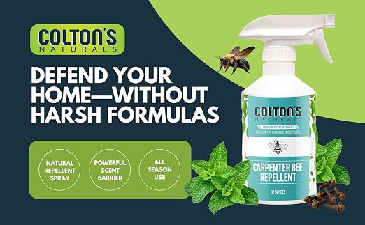 Carpenter Bee Spray (32 oz) – Natural Peppermint & Clove Oil Repellent for Wood, Siding, Decks & Outdoor Surfaces – Plant-Based Carpenter Bee Treatment