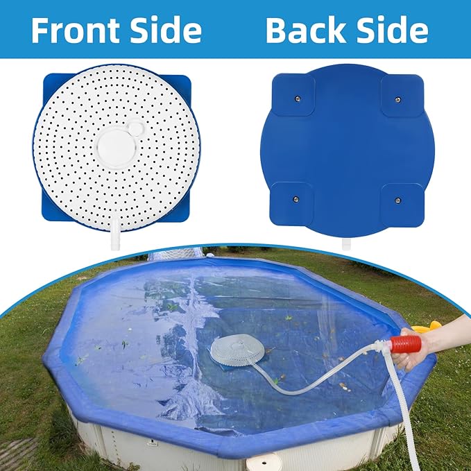 Pool Cover Pump Siphon, Automatic Above Ground Pool Water Pump, White, Round, Plastic, Siphon Mechanism, Effortless Pool Drainage