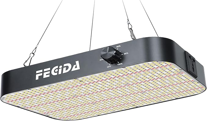 FECiDA 1200W Equivalent LED Grow Light, 130 Watt Power Draw Full Spectrum Grow Lights for Seed Starting, Seedlings, Veg, Bloom, 0–100% Dimmable, Daisy Chain, Quiet Cooling Fan