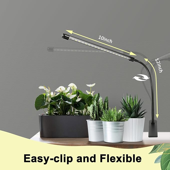 Clip On Grow Light for Indoor Plants,Full Spectrum Led Plant Grow Lights with Auto-Timer, Plant Growing Lamp for Seed Starting,Houseplants, Bonsai, Pot Plant (1-Lamp)