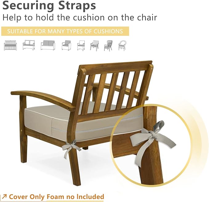 Porch Shield Outdoor Cushion Slipcovers Patio Chair Seat Cushion Covers Set 4 Waterproof Fade Resistant 23 x 23 x 4 inch, Beige