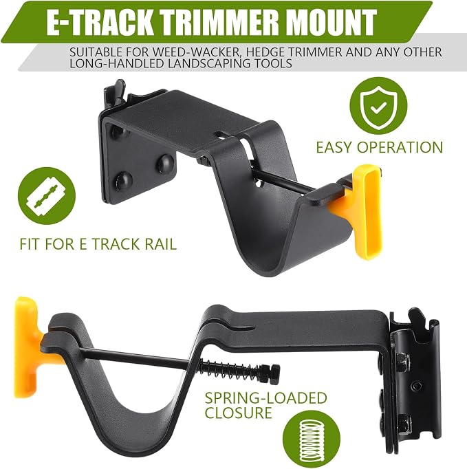 Tandefio 2 Pack Enclosed Trailer Weedeater Rack Steel Trimmer Mount Stores Weed Hedge Trimmers Organize Landscaping Tool Holder on E-Track in Trailer or Garage Equipment Accessories
