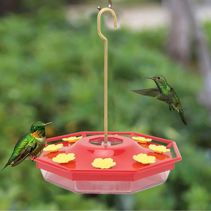 8 Yellow Flower Hummingbird Feeder Plastic Hummingbird Feeder with Copper Hook for Outdoors Hanging