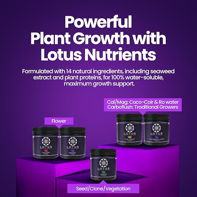 Lotus Nutrients Cal-Mag Pro Series, Calcium Magnesium Supplement for Hydroponic Plants, Water Soluble Powder for Coco Coir, LED Grows, and RO Water, Indoor and Outdoor Gardens (30oz)