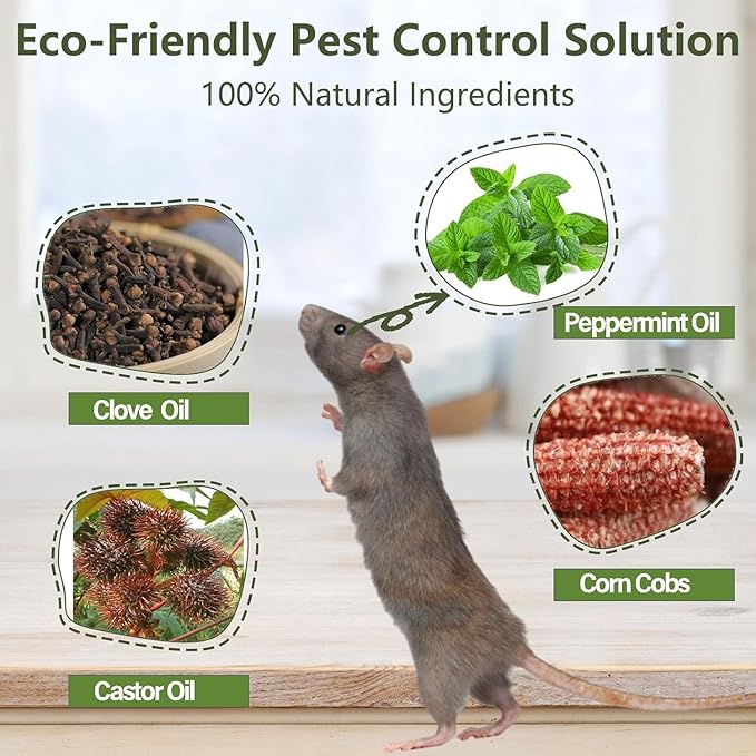 Mouse Rodent Repellent – Peppermint Oil Rodent & Insect Repellent Balls 24 Pack, Plant-Based Deterrent for Mice, Rats, Roaches & Bugs, Indoor & Outdoor Use