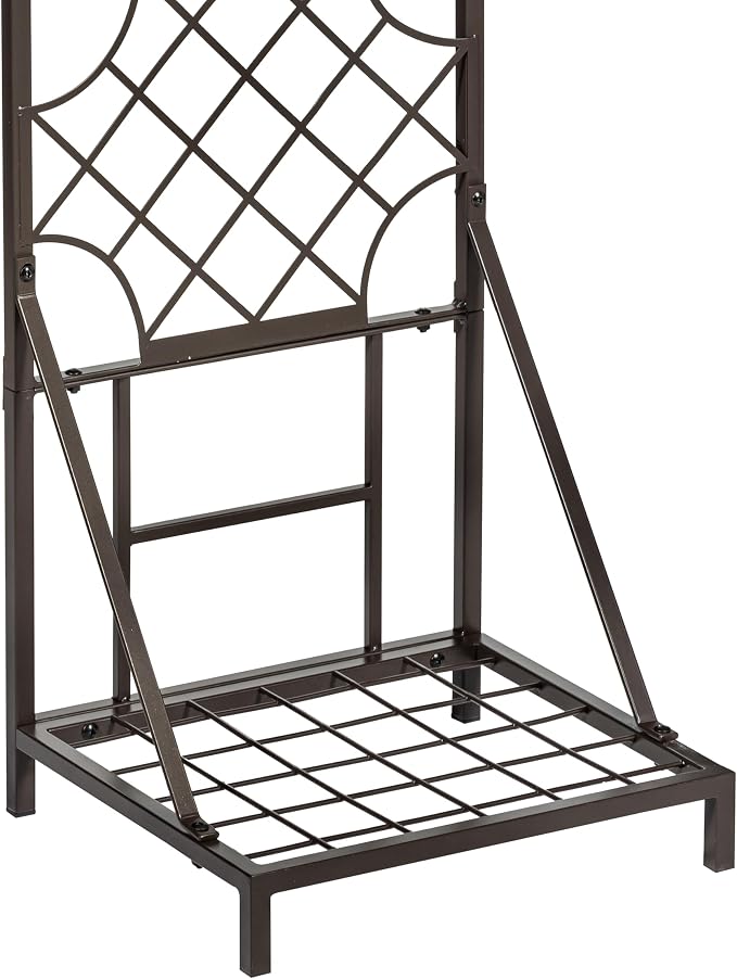 Evergreen Garden Classic Metal Plant Stand with Lattice Trellis for Climbing Plants, Floor Tall Plant Stand Indoor and Outdoor for Patio, Porch, Garden