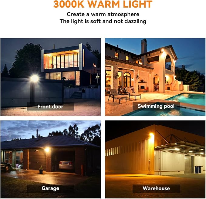 LANGY 3000k Warm White Solar Street Lights Outdoor,Commercial Parking Lot Lights Yellow 180 LEDs Chips Light with Motion Sensor & Dusk to Dawn IP67 with Remote Control for Barn, Yard, Pathway