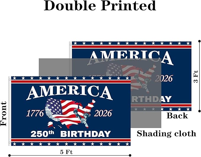 250 Anniversary USA Flag 3x5 Ft 2 Sided 3 Layers 250th Anniversary Flag We The People 1776-2026 250 Years Birthday Patriotic Decor for Outdoor Front Door Porch Wall (A)