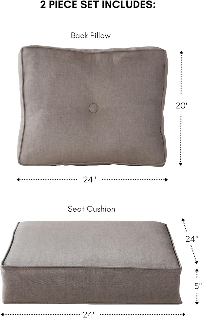 Outdoor 2-Piece Sunbrella Premium Deep Seat Cushion Set, Cast Shale