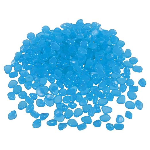 Glow in the Dark Stones, Luminous Pebbles Stones Glowing Rocks Decorative Light Up Pebbles 3000 Pcs & Dark Blue -Fitting for (Fish Tank/Outdoor Garden Decor/Yard/Walkway)