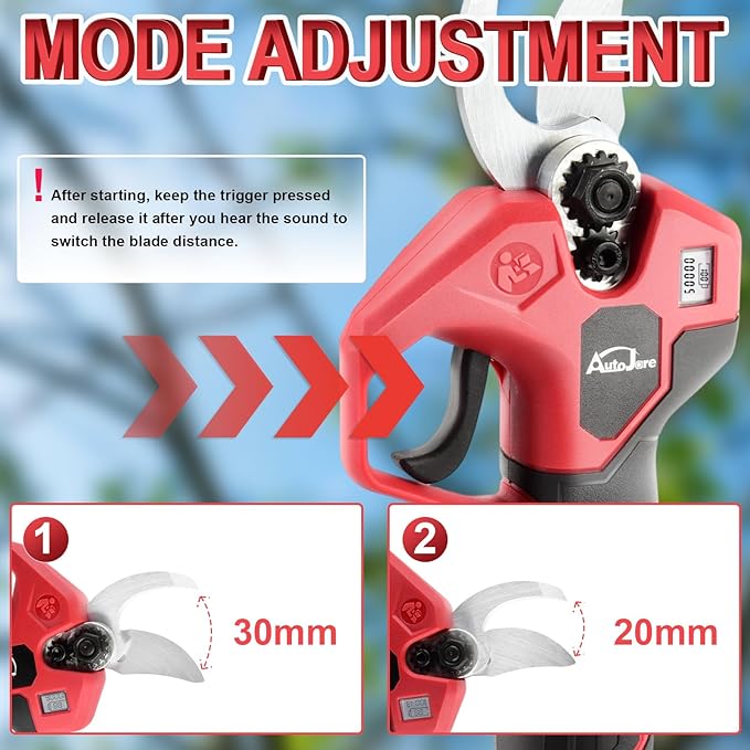 Electric Pruning Shears 0.8-1.2 Inch Brushless Cordless Shears Compatible with Milwaukee 18V Battery (NO Battery) with LCD Display SK5 Steel Blades for Gardening