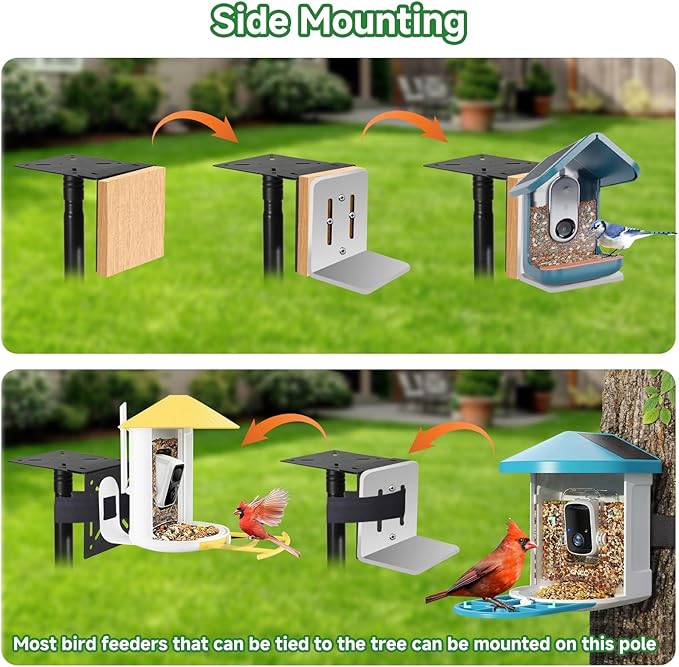 Proerr Smart Bird Feeder Pole Stand 79In,Adjustable Height Metal Bird House Pole for Outdoor Garden with Multiple Mounting Options Round Squirrel Baffle High 79in (79'' Pole&Baffle)