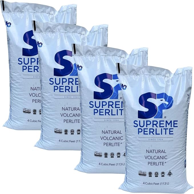 Supreme Perlite 4 Pack Coarse Horticultural Perlite for Potting Soil, Seed Starting, Propagation, Organic Gardening & Soil Aeration, 4 Cu Ft Bag