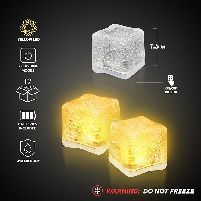 Windy City Novelties 12 pack LED Ice Cubes with Changing Lights (Yellow)