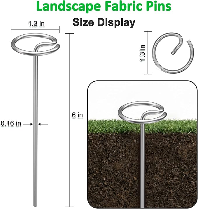 150 Pcs 6-Inch Heavy Duty Landscape Staples - Thickened G-Shaped Galvanized Steel Pins, Rust-Resistant for Weed Barrier Fabric, Erosion Control, Ground Cover & All Landscaping Projects