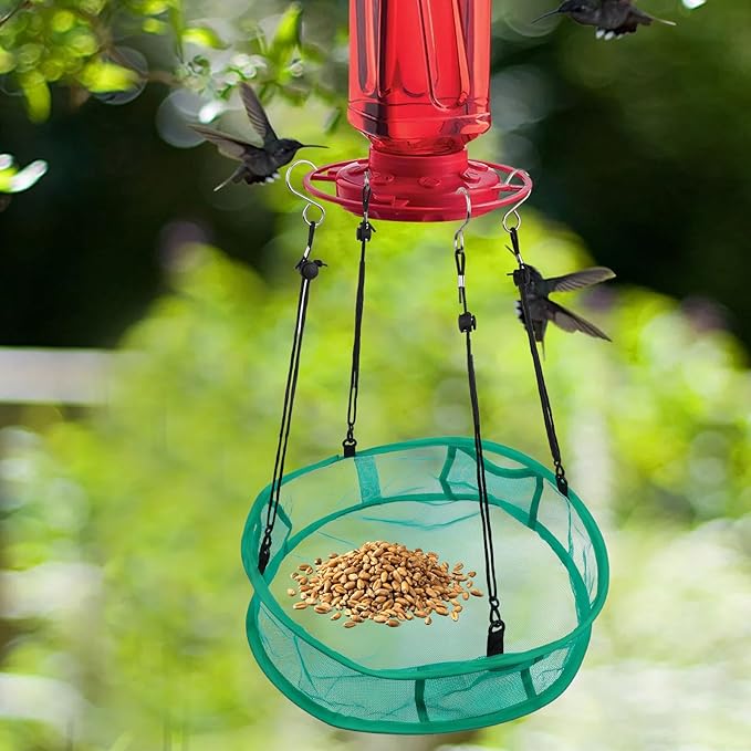 2pcs Bird Feeder Trays, 16in/41.5cm Diameter Outside Hanging Platform Bird Seed Mesh Tray with Lanyards Accessories Windproof Design for Outdoor Yard Backyard Garden & Lawn Use