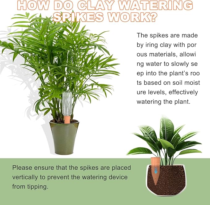 16 Pack Terracotta Plant Waterers - Self Watering Spikes and Watering Stakes for Automatic Watering, Slow Release Watering Devices for Vacation Plant Watering, Ideal for Indoor & Outdoor Plants