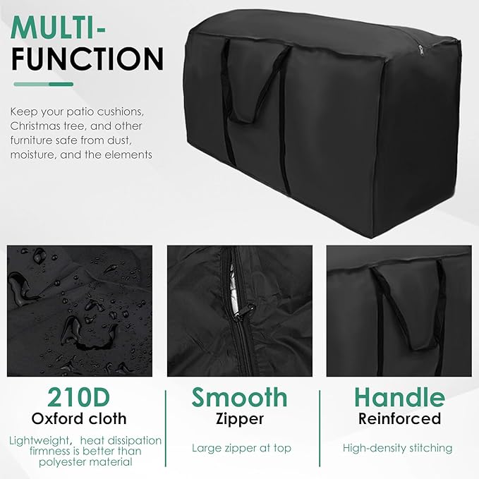 2 Pack Patio Furniture Storage Bag Extra Large Protective Cushion Bag with Zipper and Handles,Waterproof Cushion Storage Bags for Patio Furniture Christmas 68 inch L x 30 inch W x 20 inch H (2)