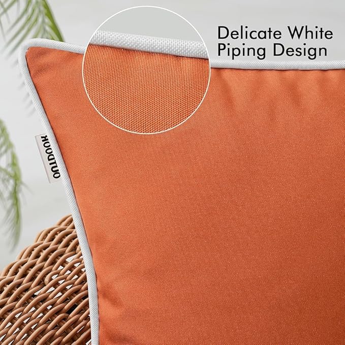 MIULEE Pack of 2 Outdoor Waterproof Pillow Covers Decorative Lumbar Throw Pillows Solid Color Farmhouse Couch Cushion Covers for Patio Tent Bed Sofa Living Room 12x20 Inch Burnt Orange