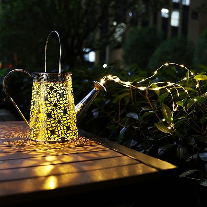 VOOKRY Solar Watering Can Lights, 2 Pack Retro Large Hanging Solar Lights Outdoor Decorative Waterproof Garden Decor for Outside Patio Yard Porch Lawn, Gifts for Mom Women Grandma Mother's Day