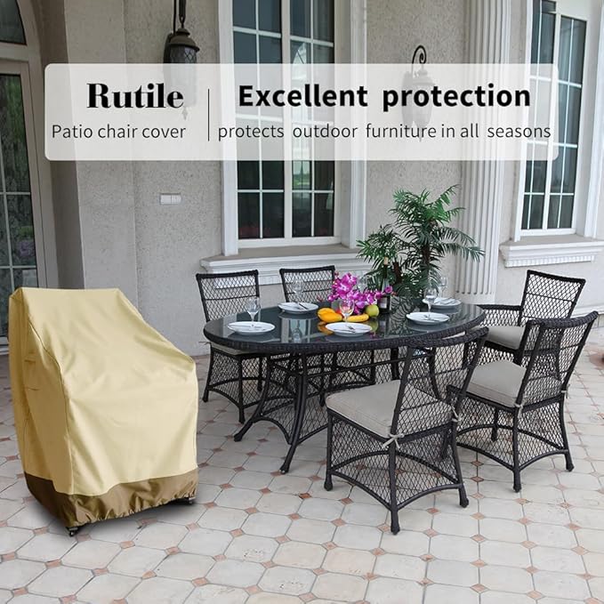 Rutile Patio Chair Cover Outdoor Furniture Covers Waterproof Fits up to 26W x 28D x37.5H inches, Outdoor Patio Rocking Swivel Chair Covers, 2Pack