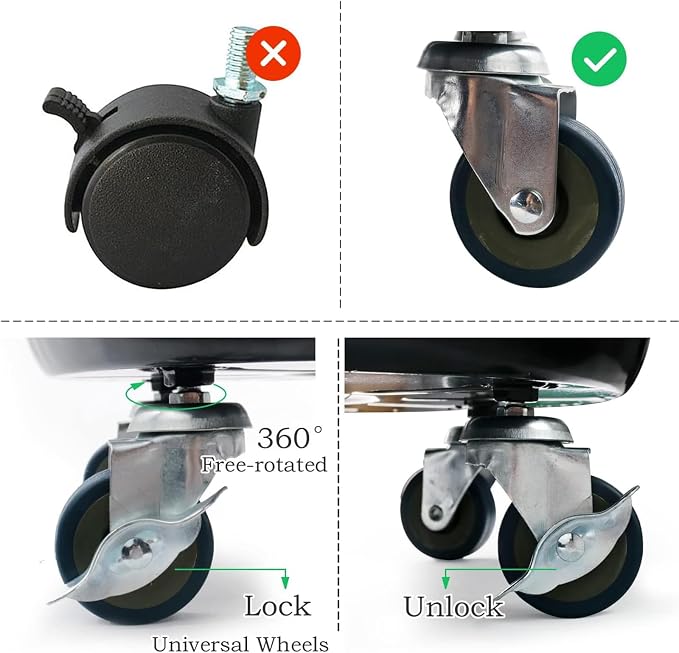 Plant Caddy with Wheels 12 Inch 2 Pack, Heavy Duty Metal Plant Stand & Dolly with Lockable Casters, Holds 160 lbs for Indoor Outdoor Large Flower Pots, Black