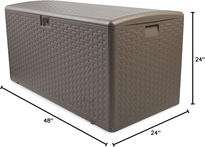 Plastic Development Group Outdoor Storage Deck Box, Standard Close, 99 Gallon, Driftwood