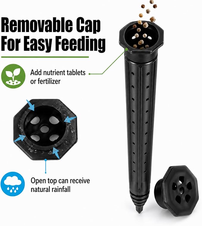 Junkin 12 Pack Tree Watering Stake Large UV Protected ABS Plastic Deep Root Irrigation Spike for Garden Shrubs Bushes Shrubs Flowers Fruits Vegetables Potted Plants (14 Inch)