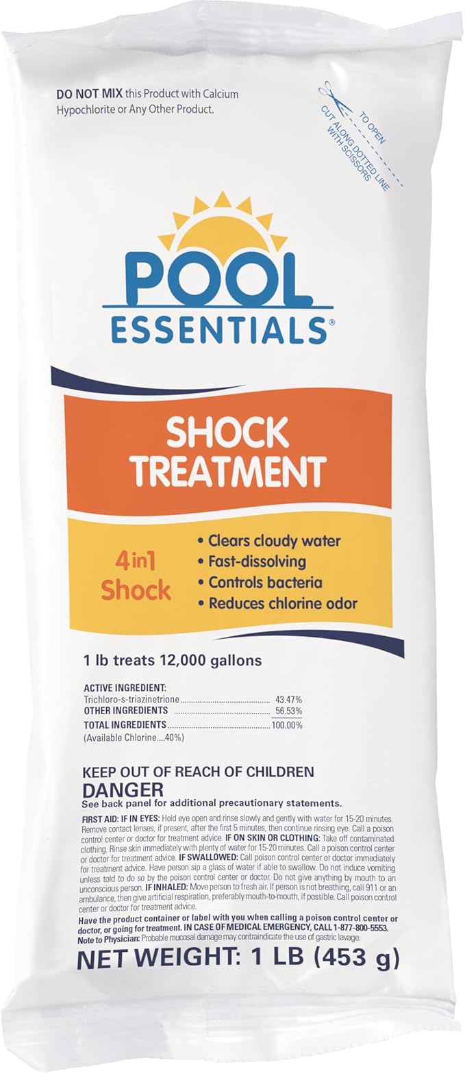 Pool Essentials® Shock Treatment, Clears Cloudy Water, Fast-Dissolving, 24-Pack, Granular