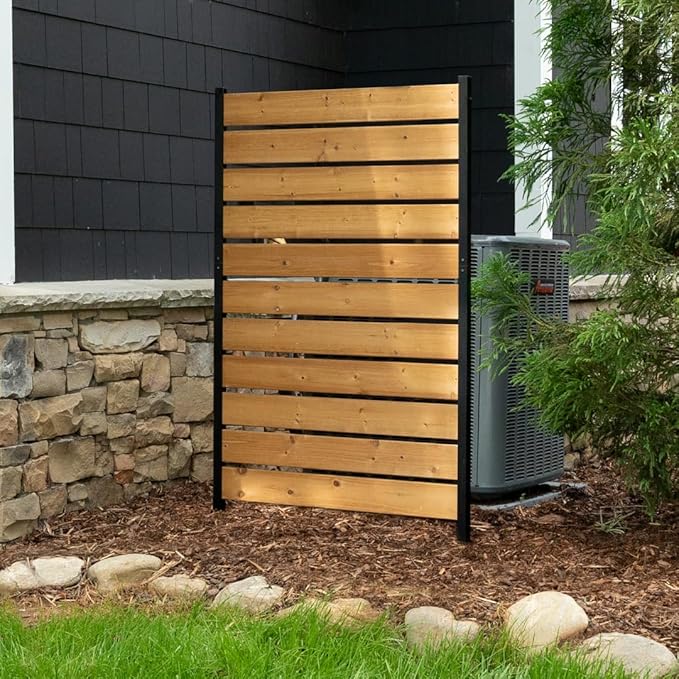 Concord Cedar Wood Privacy Screen, 5ft H x 3.2ft W, 1 Panel | No Dig Enclosure, Hide Trash Cans, Decorative Patio, Outdoor Fence, EC18022