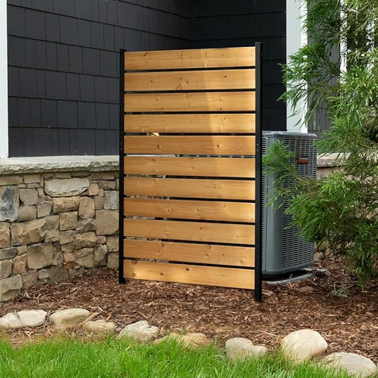 Concord Cedar Wood Privacy Screen, 5ft H x 3.2ft W, 1 Panel | No Dig Enclosure, Hide Trash Cans, Decorative Patio, Outdoor Fence, EC18022