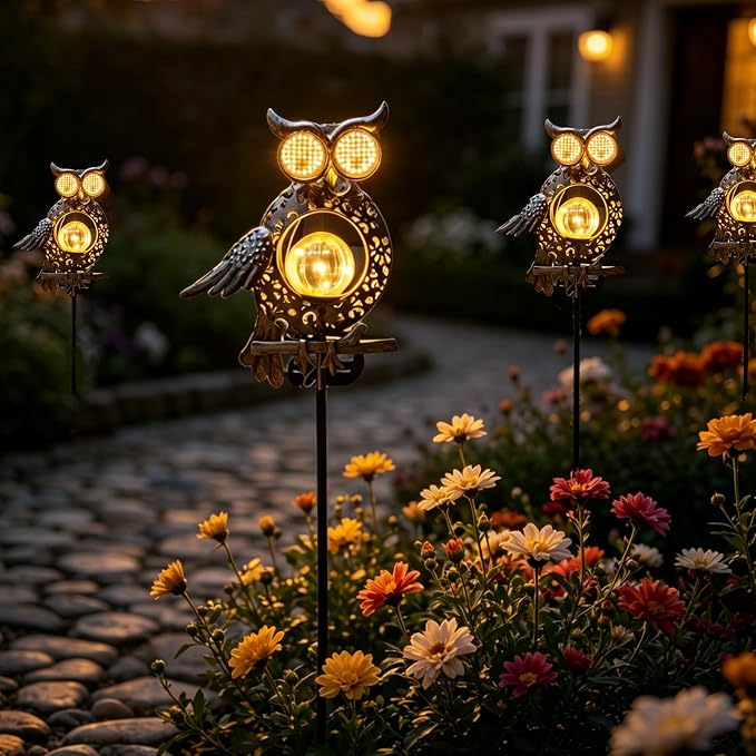 Solar Owl Light-Outdoor Waterproof Owl Solar Light with Flickering and Steady Dual Modes,LED Dynamic Eyes Solar Garden Light,Suitable for Yard,Lawn,and Pathway Landscaping,Gift for Owl Lovers