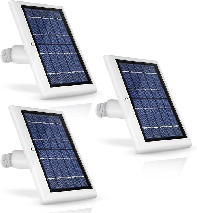 Wasserstein Solar Panel Compatible with Ring Spotlight Cam/Plus/Pro Battery, Stick Up Cam/Pro & Outdoor Cam Plus Battery - Continuous Power for Ring Surveillance Camera (3-Pack, White)