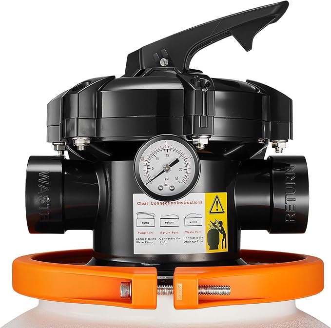VEVOR 12" Sand Filter Pump for Above Ground Pools Up to 15000 Gallons, 0.33 HP 3000 GPH Pool Filtration System, Pre-Assembled Core for Easy Setup, Leak-Resistant Design & 6-Way Valve