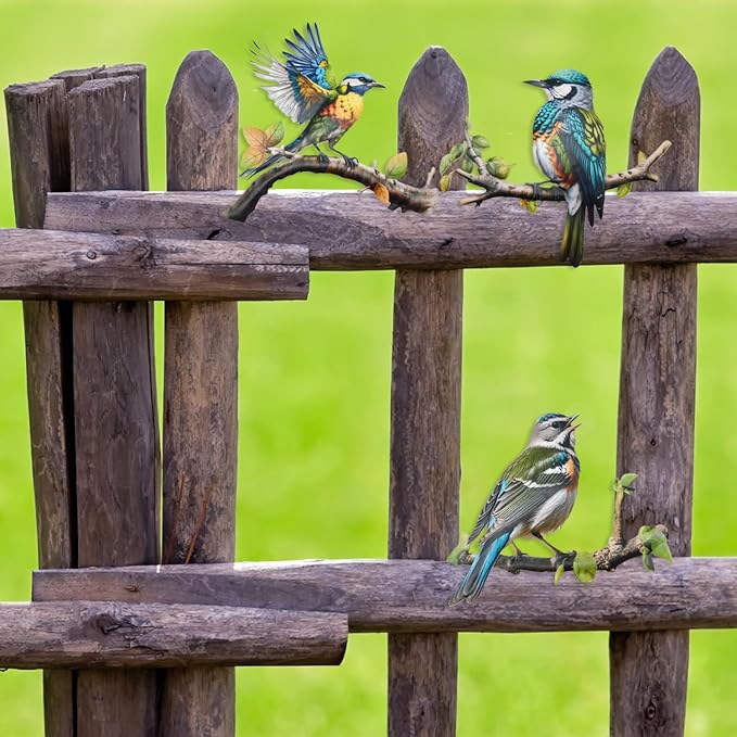 Meduofon 3 Pack Metal Bird Art Wall Decor, Hummingbird Decorations for Outdoor Wall Decor Outside House Patio Garden Fence Porch Deck Wall Sculpture Hanging for Indoor Outdoor (3 Pack Metal Bird)