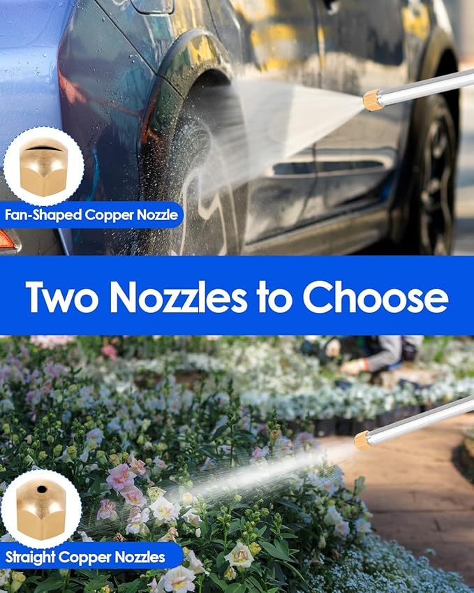 Jet Nozzle for Garden Hose 2-in-1 Jet Nozzle High Pressure Hose Nozzle with 2 Different Nozzles and Hose Quick Connectors for Car Pet Garden Cleaning