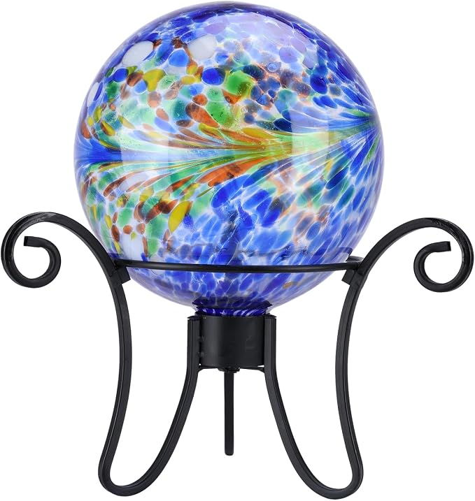 10 Inch Gazing Ball Glass Reflective Garden Globe Outdoor Gazing Globe Yard Ornament for Garden Yard Home Outdoor Decoration Multi, NOT Solar