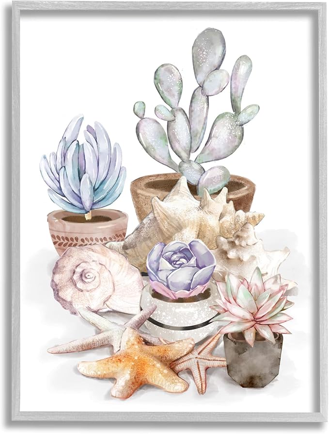 Stupell Industries White Poppies Flower Bouquets Country Jars Soft Blue, Designed by Cindy Jacobs Black Framed Wall Art, 16 x 20