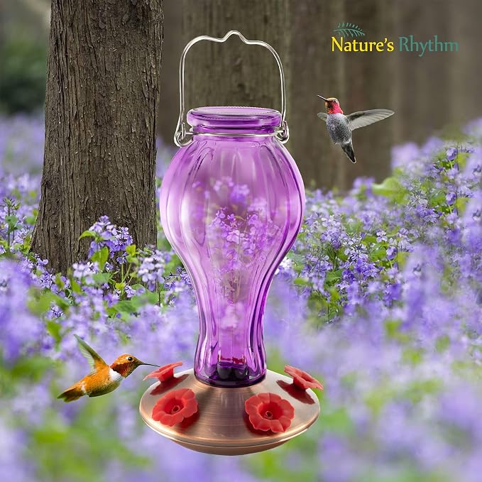 Nature's Rhythm Outdoor Mesh Feeder Metal Mesh Bird Feeder Purple Balloon Bottle Feeder Bird