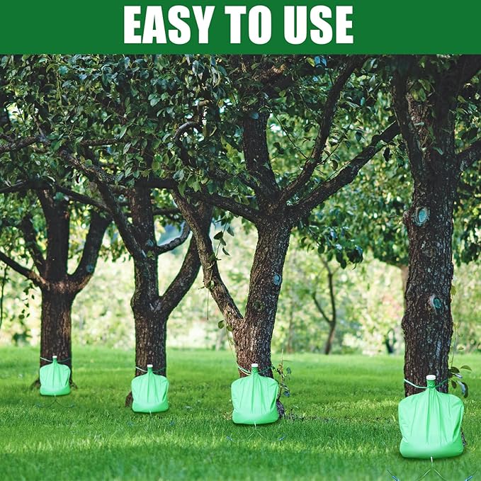 Tioncy 6 Pack Tree Watering Bags with Dual Adjustable Outlets - 10.5 Gallon Precision Irrigation System Slow Release Water Bags for Small/Medium Trees, Leakproof & Overwatering Risk