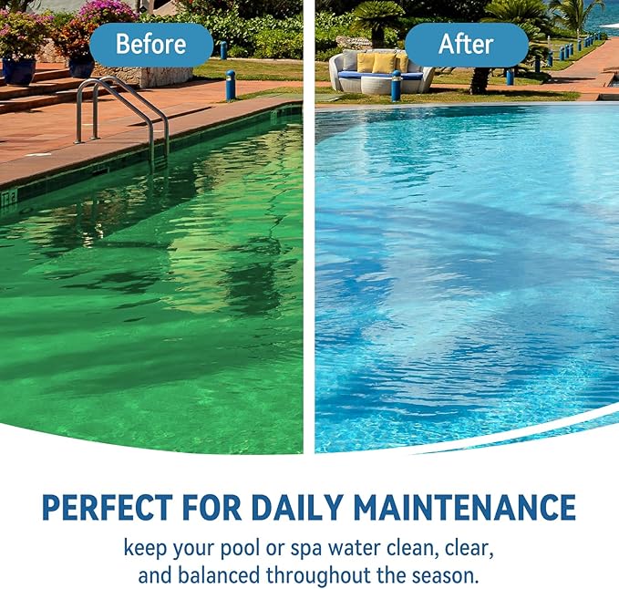 1 Inch Chlorine Tablets for Pools & Spas, 5 LB – Slow Dissolving Stabilized Trichlor Tabs with 90% Available Chlorine for Hot Tubs, Above-Ground & In-Ground Pools