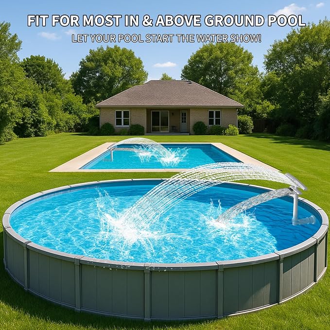 2 Pack Pool Fountain for Above and Inground Pools, Dual-Layer Spray Pool Waterfall Sprinkler Chiller Aerator, Water Fountain Swimming Pool Accessories (for in-tex & Best-Way & Hay-Ward & Cole-Man)