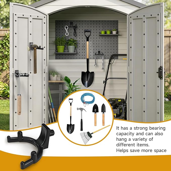 6pcs Storage Shed Hooks for Suncast: U Tool Hangers Compatible with Suncast/Craftsman Shed Tool Hooks Storage Shed Shelves Accessories Utility Double Head Design Garden Storage Shed Hanger