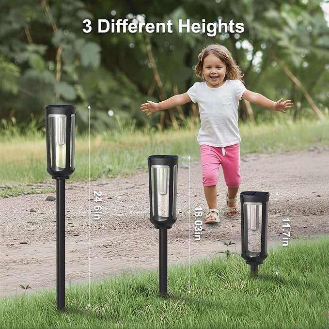 JEJOT Solar Pathway Lights Outdoor Waterproof IP65, 4 Pack Cool White Solar Walkway Lights, Auto On/Off Outdoor Light for Lawn Garden Patio Driveway Decor Landscape Lighting