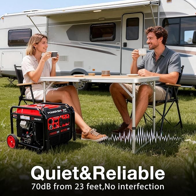 7000-Watt Open Frame Inverter Generator, Electric Start Portable Generator for Home Backup & RV Camping - Gas Powered, 120V/240V Dual Voltage, Clean Power for Sensitive Electronics