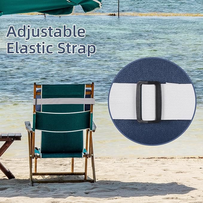 Chaise Lounge Head Pillow, 2 Pack Outdoor Patio Pillows with Adjustable Strap, Lounge Head Resting Pillow for Recliner Beach Pool Lounger Office Chair(Navy,Water Resistant)