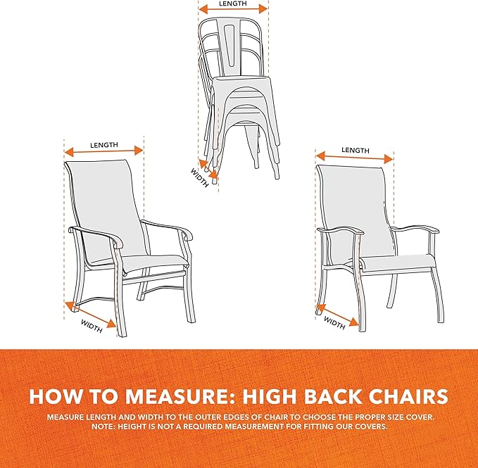 Modern Leisure Chalet Stackable/High Back Bar Chair Cover - Weather-Resistant Fabric - Outdoor Furniture Protection Perfect for Patio, Deck, and Porch - 27" L x 27" W x 49" H - Beige